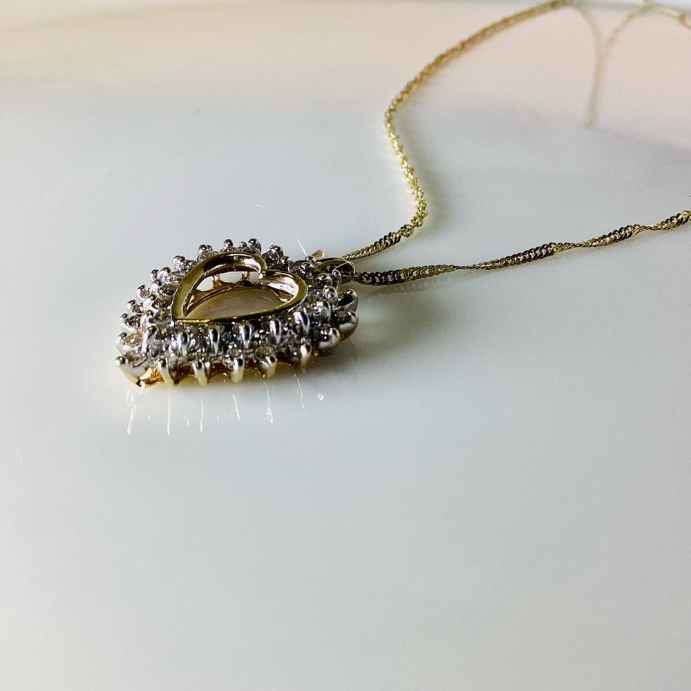 Gold Heart Diamond Pendant - Picture 3 of 11